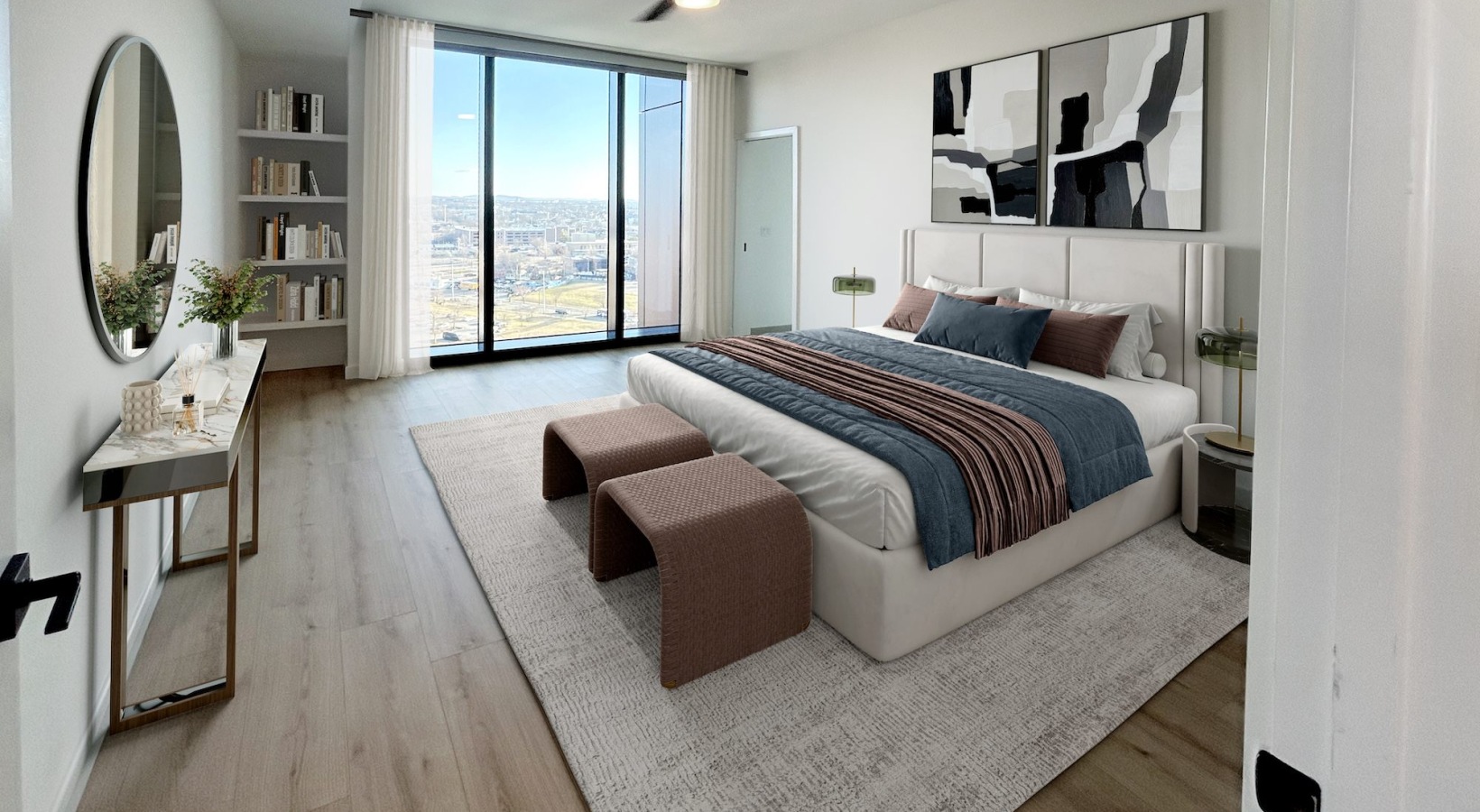 bedroom with large windows