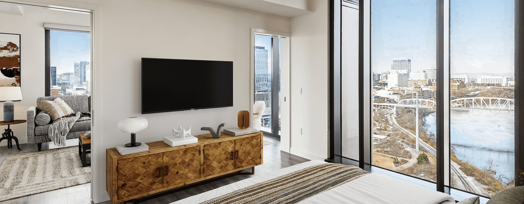 Open space living area with natural lighting
